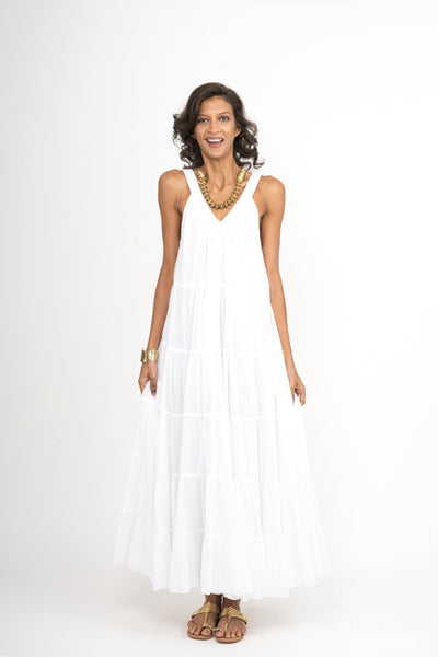 White Long Arrow Dress