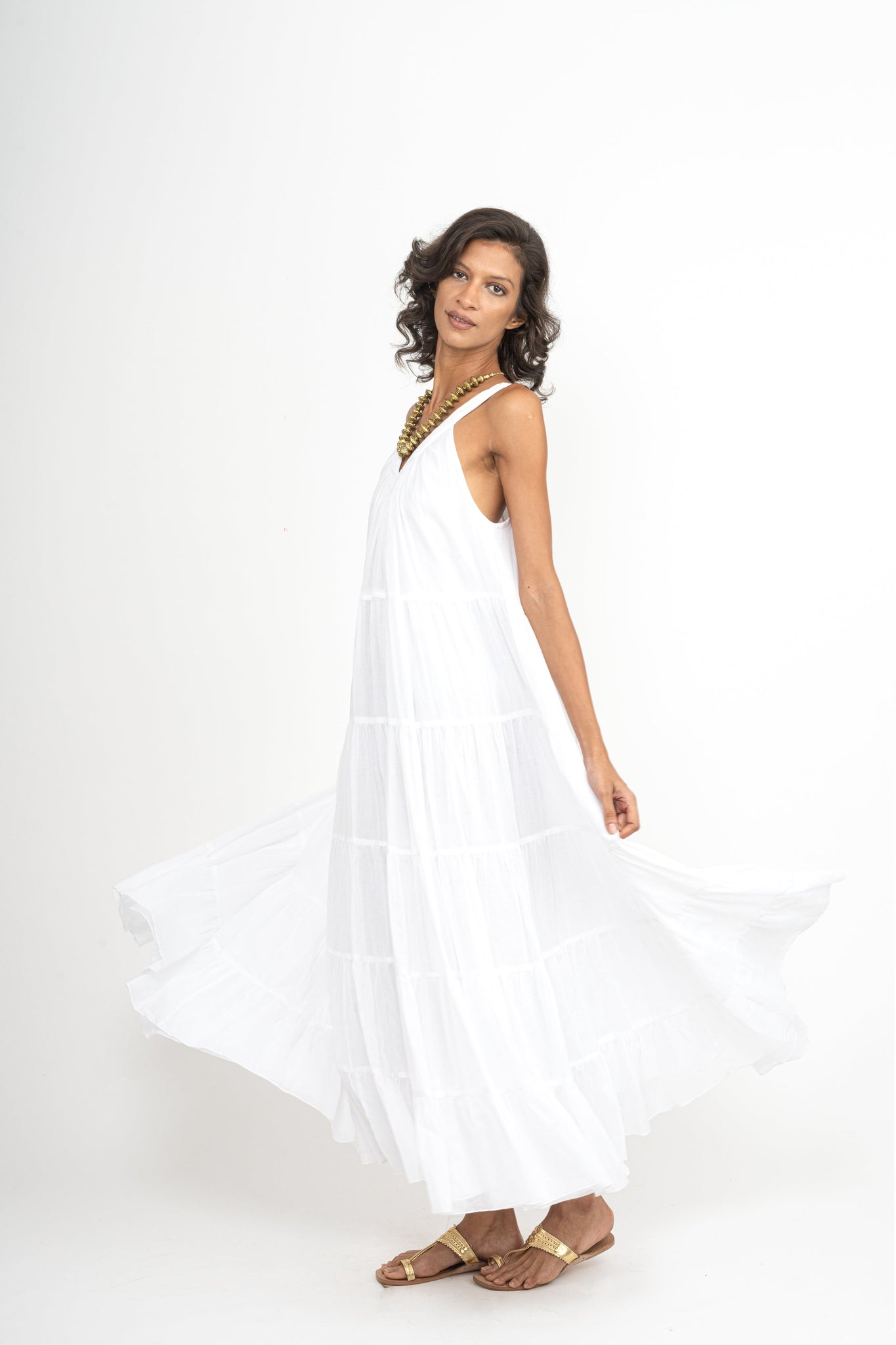 White Long Arrow Dress