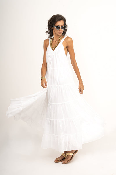 White Long Arrow Dress