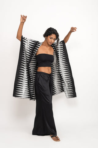 Black/White Royal IKAT Handloom Kimono