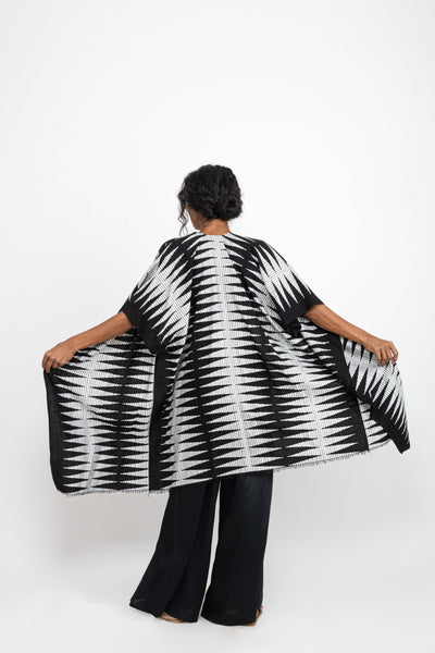 Black/White Royal IKAT Handloom Kimono